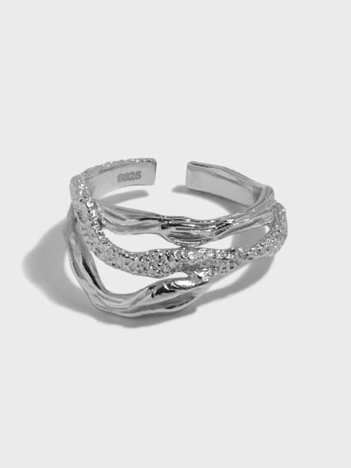 DAKA 925 Sterling Silver Hollow Irregular Vintage Stackable Ring 0