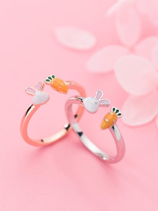 Rosh 925 Sterling Silver ITrend Cute rabbit carrot  Free Size Ring 0