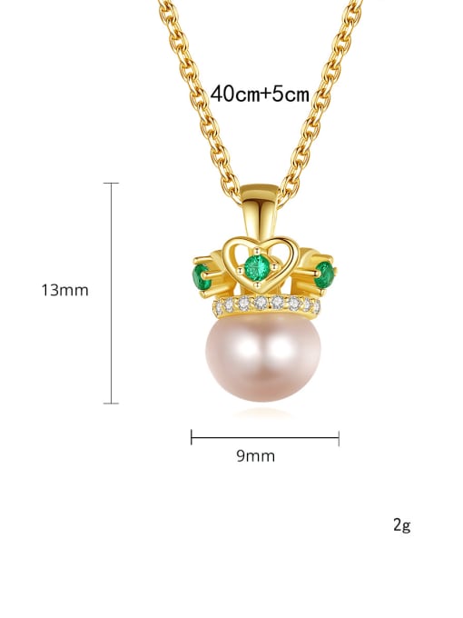CCUI 925 Sterling Silver Imitation Pearl Crown Minimalist Necklace 4