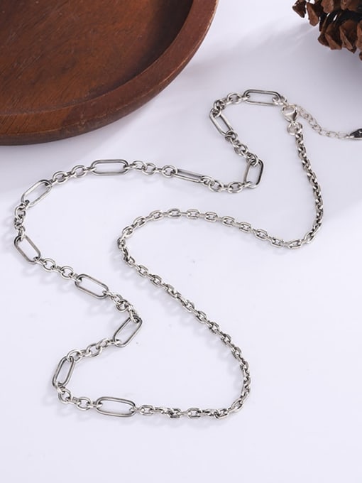 KDP-Silver 925 Sterling Silver Vintage Asymmetrical  Chain Necklace 2