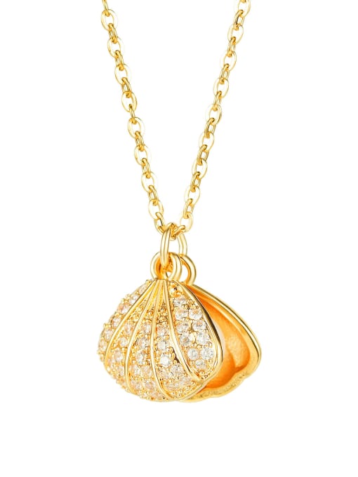 003 gold plated necklace Titanium Imitation Pearl Geometric Minimalist Necklace