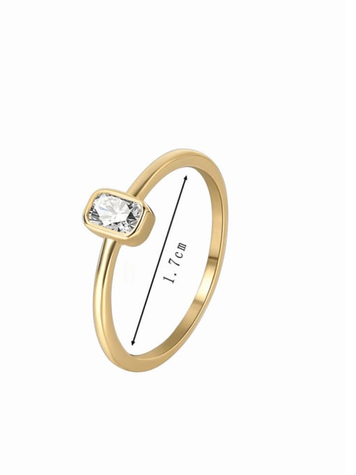 Gold zircon ring Brass Glass Stone Geometric Minimalist Band Ring