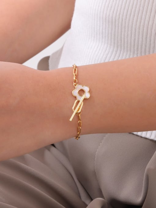CONG Stainless steel Shell Flower Minimalist Link Bracelet 2