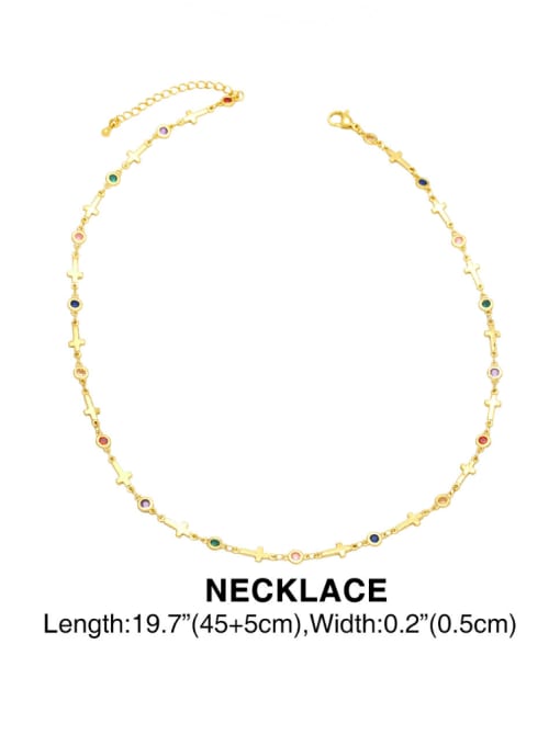 CC Brass Glass Stone Cross Vintage Necklace 1