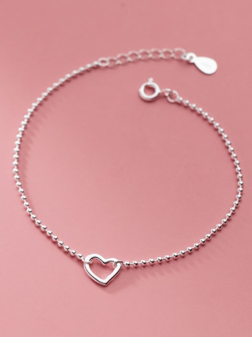 Rosh 925 Sterling Silver Heart Minimalist Beaded Bracelet 0