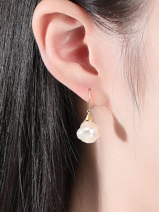 CCUI 925 Sterling Silver Freshwater Pearl Geometric Minimalist Hook Earring 1