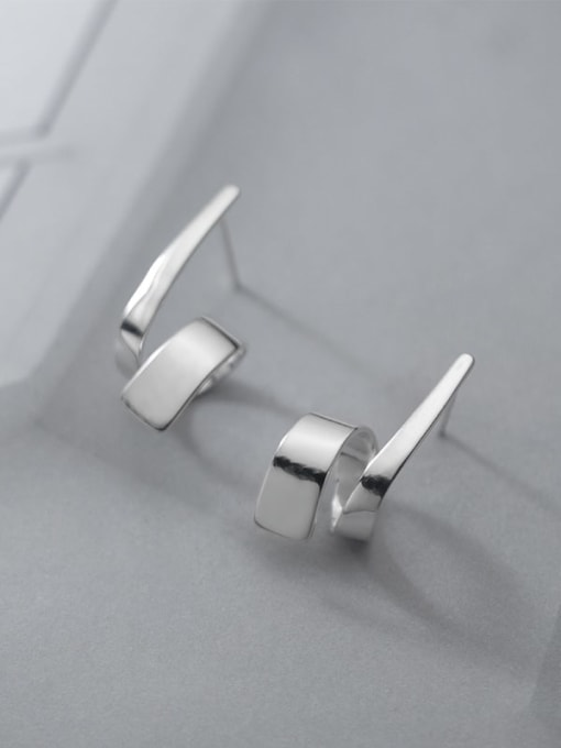 Rosh 925 Sterling Silver Irregular Line Minimalist Stud Earring 3
