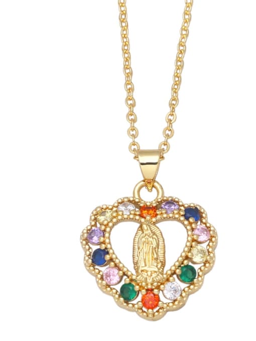 B Brass Cubic Zirconia  Vintage  Heart  Pendant Necklace