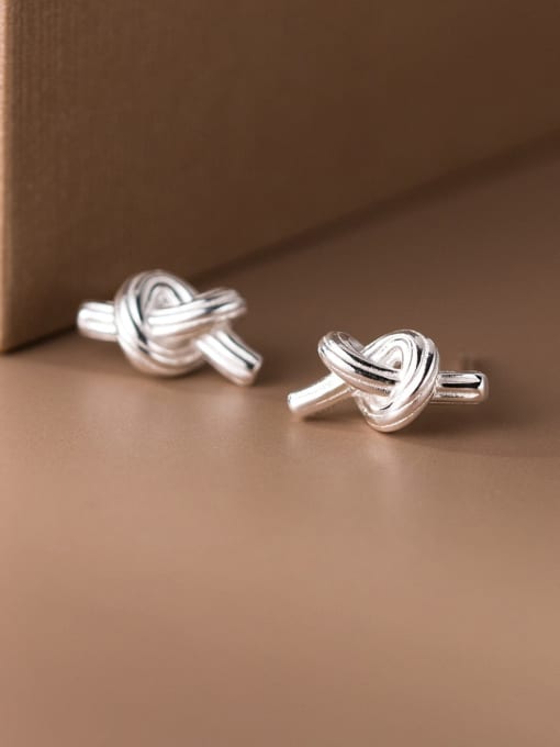 Rosh 925 Sterling Silver Bowknot Minimalist Stud Earring