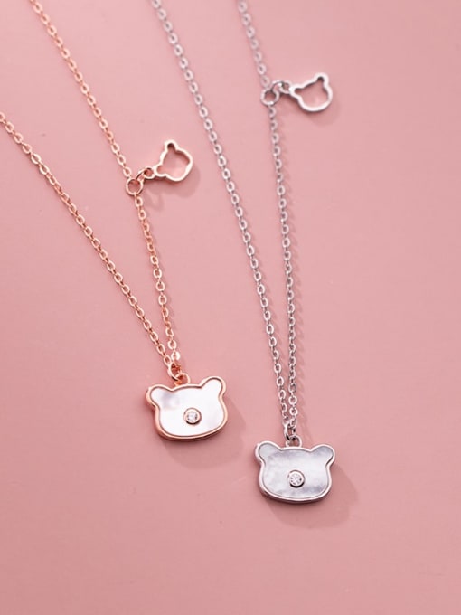 Rosh 925 Sterling Silver Shell Bear Cute Necklace 2