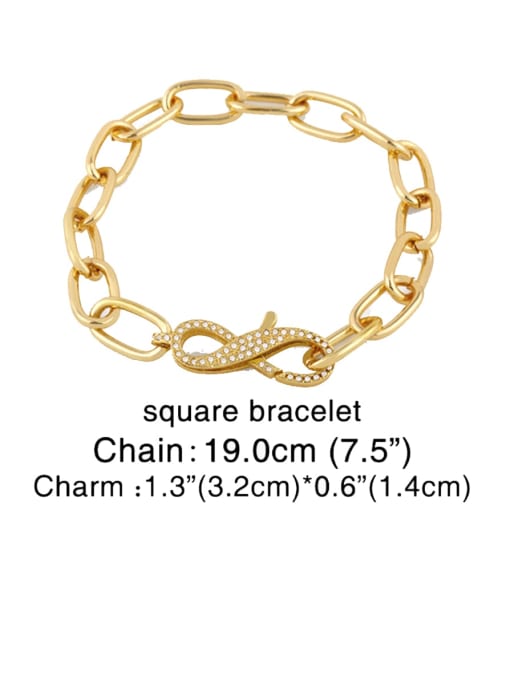 CLASP BRACELET Brass Cubic Zirconia Geometric Hip Hop Link Bracelet