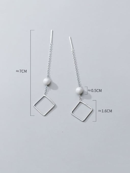 Rosh 925 sterling silver imitation pearl  geometric minimalist threader earring 4