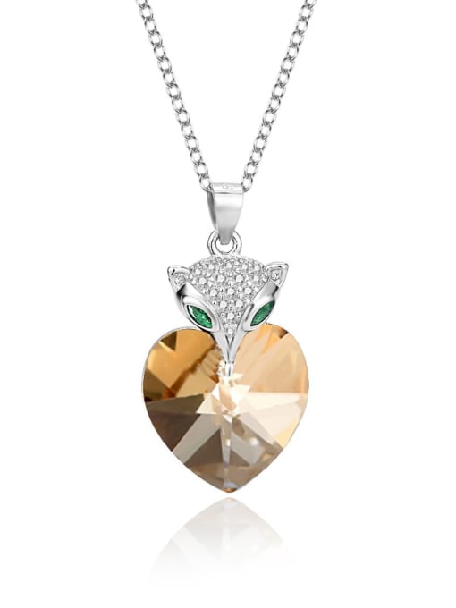 JYXZ 070 (coffee) 925 Sterling Silver Austrian Crystal Heart Classic Necklace