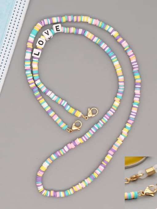 RT N200006F Stainless steel Bead Multi Color Polymer Clay Letter Bohemia Hand-woven Necklace