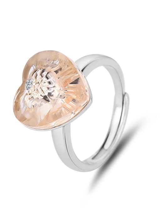 JYJZ 001 (coffee) 925 Sterling Silver Austrian Crystal Heart Classic Ring