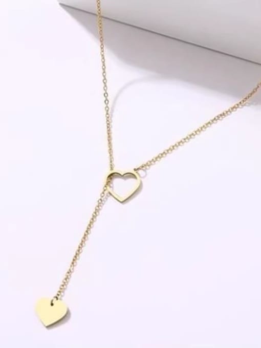 A TEEM Titanium Steel Heart Minimalist Lariat Necklace 3