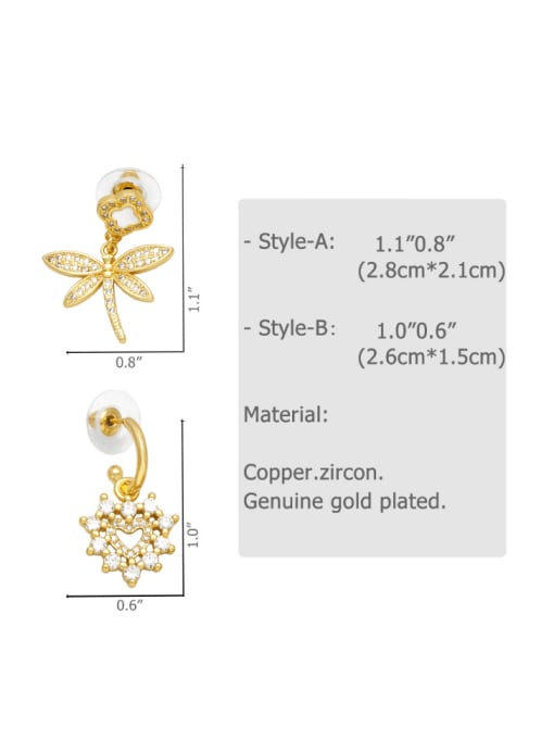 CC Brass Cubic Zirconia Dragonfly Vintage Huggie Earring 2