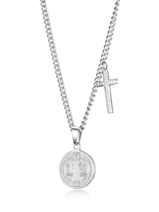 platinum Titanium Cross Minimalist Necklace