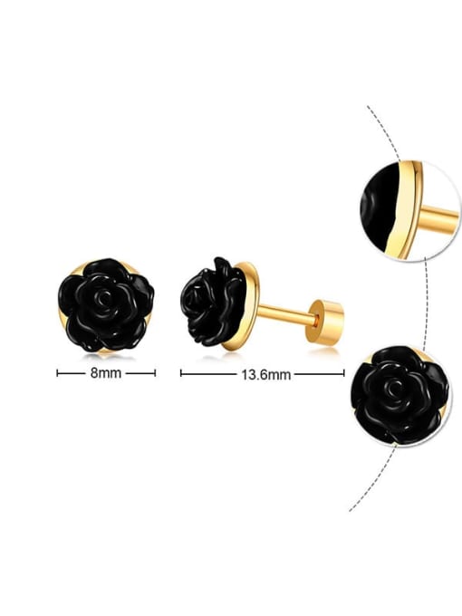 CONG Titanium Steel Resin Flower Vintage Stud Earring 1