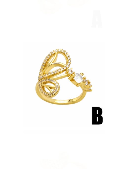 B Brass Cubic Zirconia Heart Vintage Stackable Ring