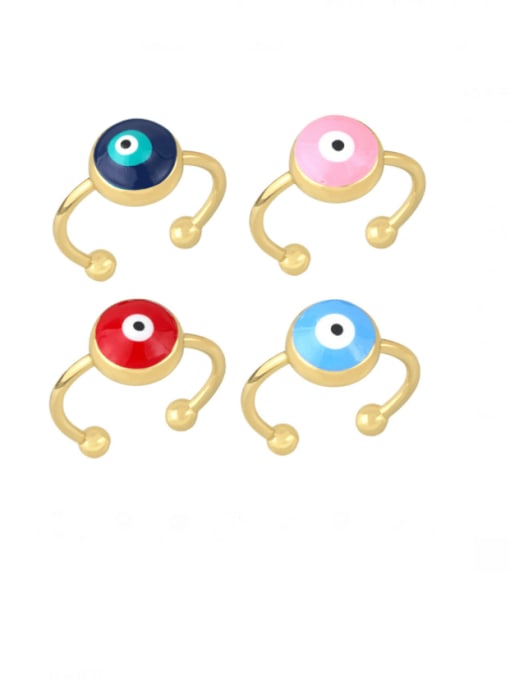 CC Brass Enamel Evil Eye Cute Band Ring 0