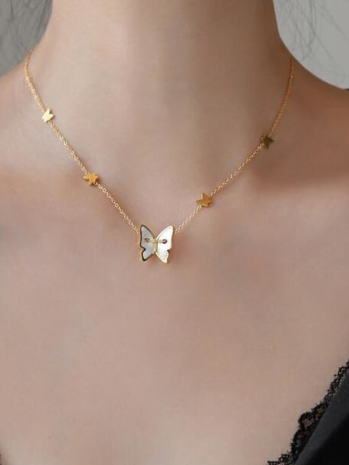 A TEEM Titanium Butterfly Minimalist  pendant Necklace 1