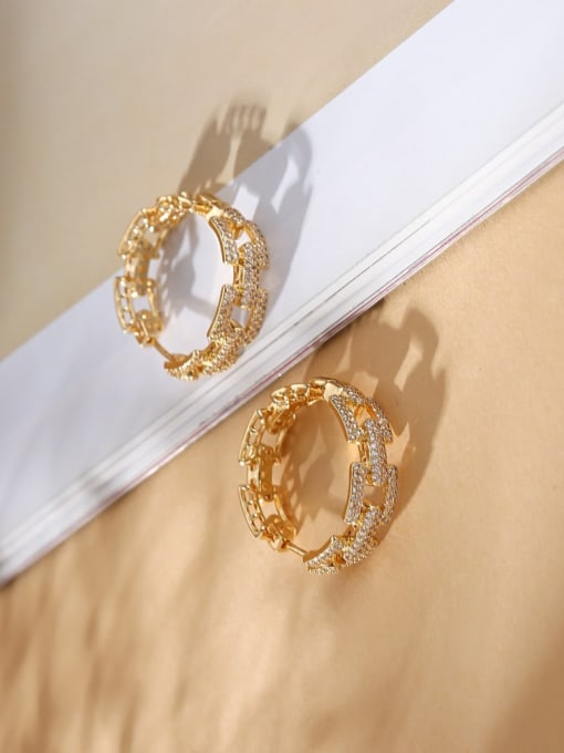 ROSS Brass Cubic Zirconia Round Luxury Huggie Earring 3