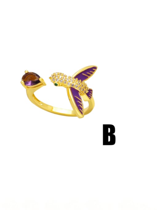 B Brass Cubic Zirconia Leopard Head Cute Band Ring