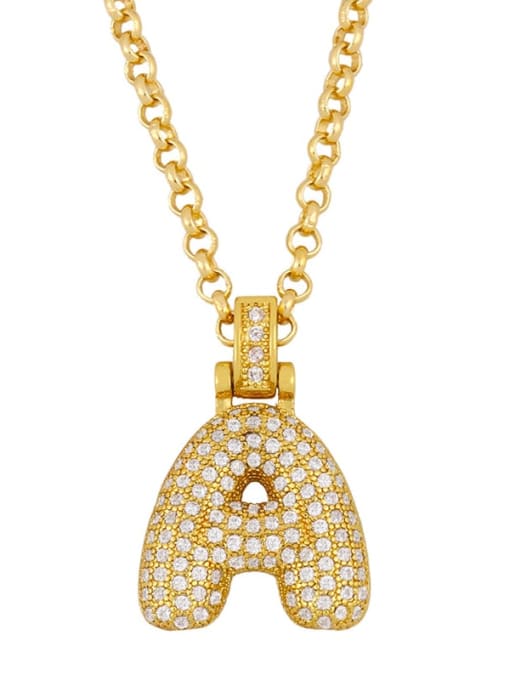 A Brass Cubic Zirconia Letter Ethnic Necklace