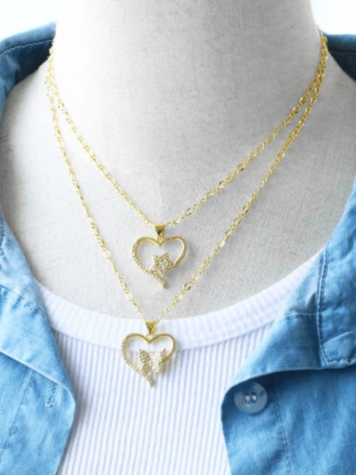 CC Brass Cubic Zirconia  Heart Trend Necklace 1