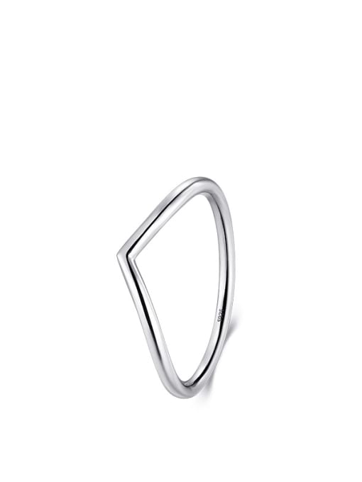RHR446 925 Sterling Silver Cubic Zirconia Heart Minimalist Band Ring