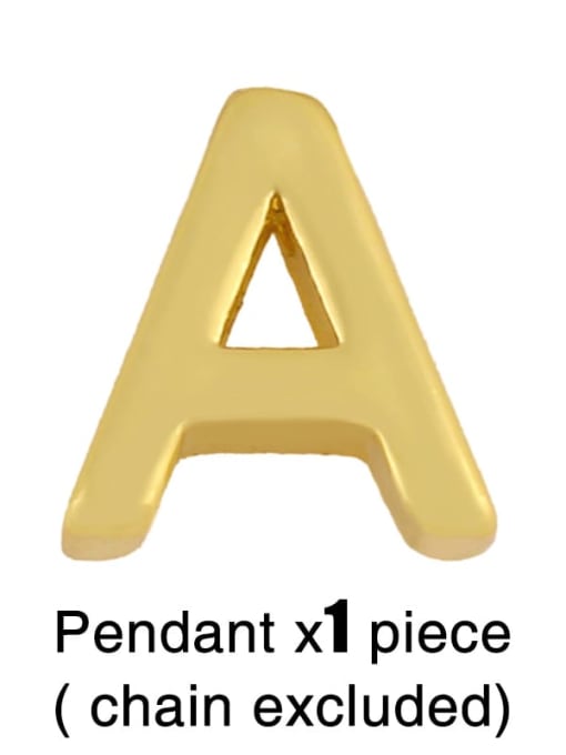 A(Without Chain) Brass Smooth Minimalist Letter Pendant