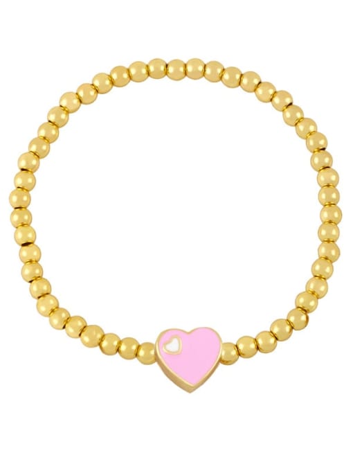 CC Brass Enamel Heart Minimalist Beaded Bracelet 4