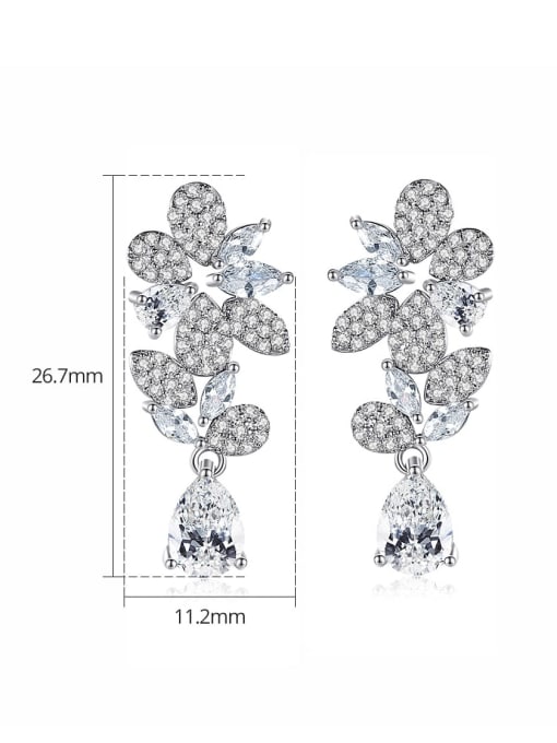 BLING SU Brass Cubic Zirconia Flower Luxury Cluster Earring 2