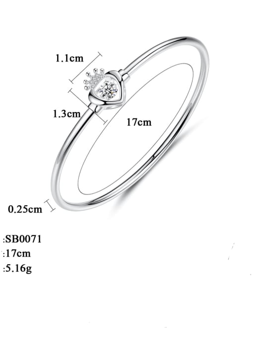 CCUI 925 Sterling Silver Cubic Zirconia Simple fashion crown heart Bracelet 2