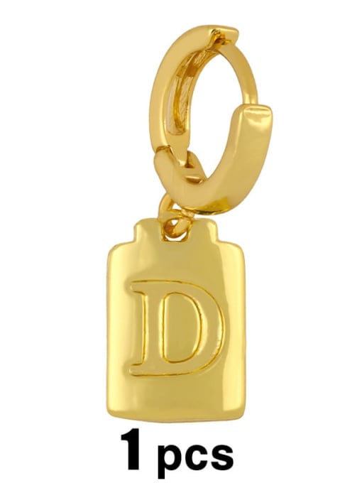 CC Brass  Minimalist Simple Square Glossy 26 Letter Huggie Earring(single) 4