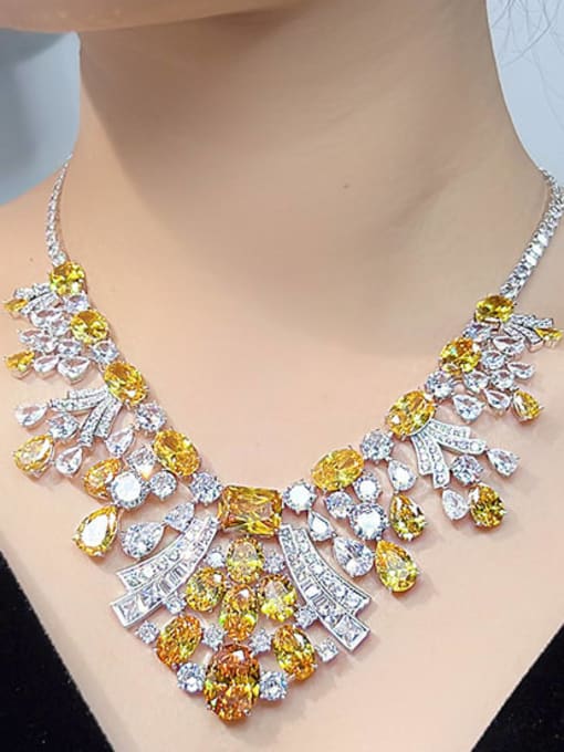 L.WIN Brass Cubic Zirconia Water Drop Luxury Tassel Necklace 1
