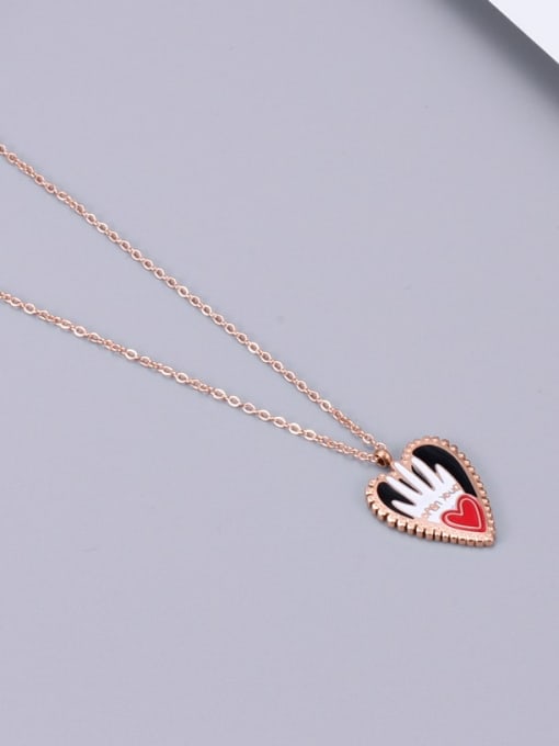 A TEEM Titanium Enamel Heart Minimalist pendant Necklace 1