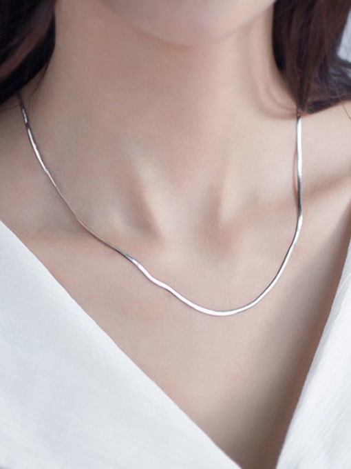 Rosh 925 Sterling Silver minimalist personalized smooth snake bone Chain Necklace 2
