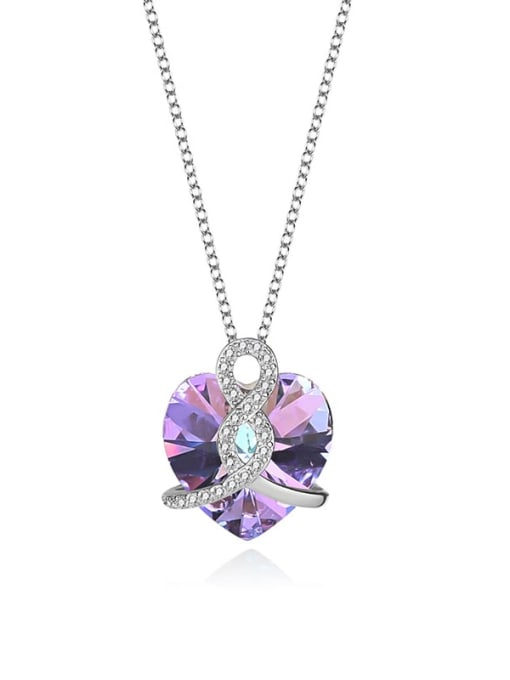 JYXZ 021 (gradient purple) 925 Sterling Silver Austrian Crystal Heart Classic Necklace