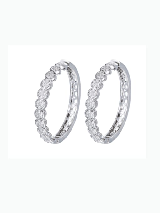Platinum Brass Cubic Zirconia Geometric Luxury Hoop Earring