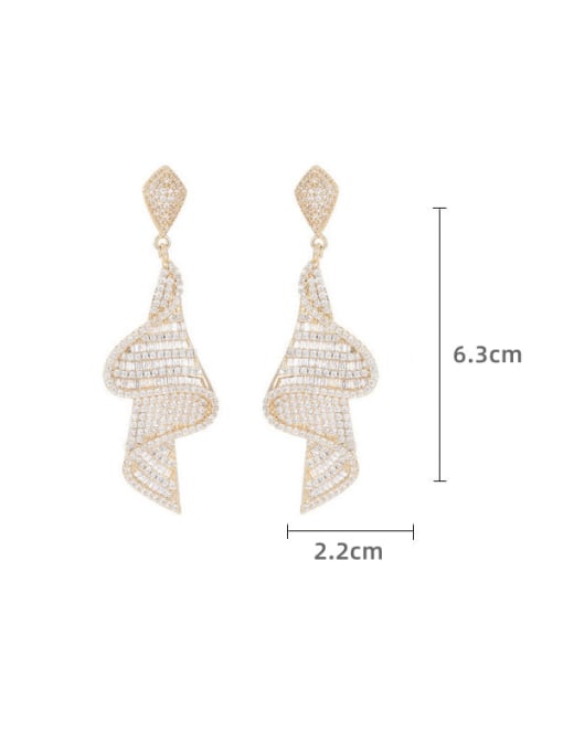 Luxu Brass Cubic Zirconia Irregular Ribbon Luxury Cluster Earring 3