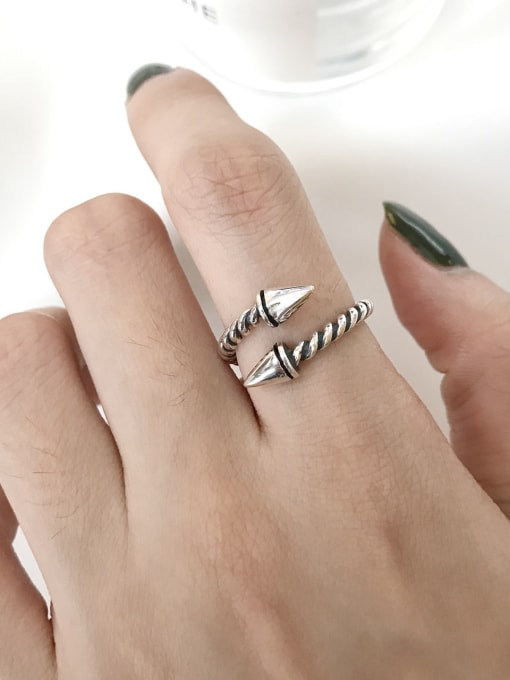 Boomer Cat 925 Sterling Silver Vintage  Tapered Retro Open Midi Ring 1