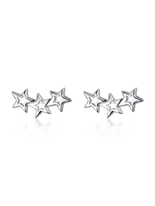 Rosh 925 Sterling Silver Hollow Five-Pointed Star  Minimalist Stud Earring 1
