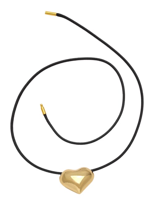 CC Brass Microfiber Leather Heart Minimalist Necklace 0