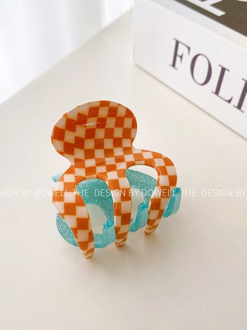 Blue orange stitching 4cm Cellulose Acetate Trend Geometric Alloy Multi Color Jaw Hair Claw