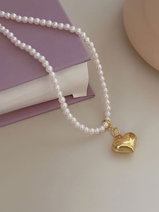 Love Pearl B760 925 Sterling Silver Freshwater Pearl Heart Vintage Beaded Necklace