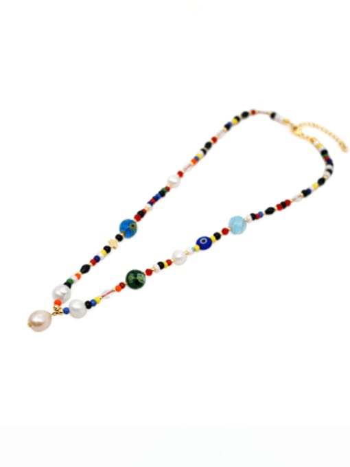 MMBEADS Freshwater Pearl Multi Color Miyuki Beads Pure Handmade Necklace