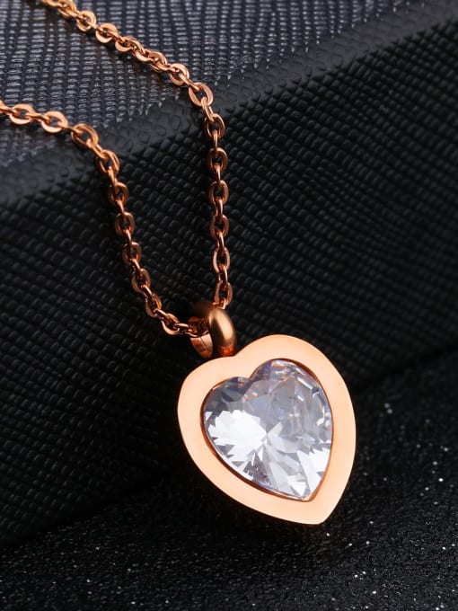 Open Sky Titanium Rhinestone Heart Minimalist Necklace 1