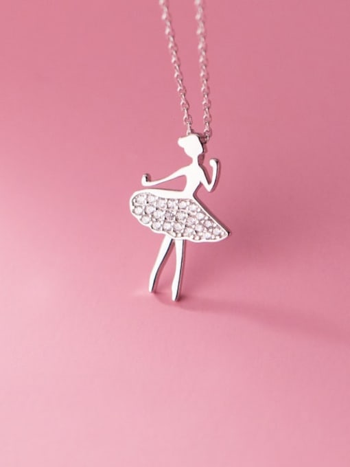 Rosh 925 Sterling Silver Cubic Zirconia Angel Cute Necklace
